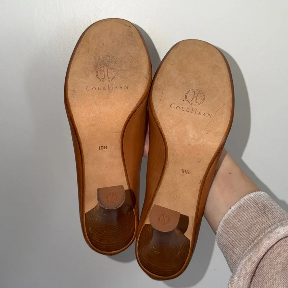 Cole Haan Tan Leather Tassel Loafer Pumps 10B